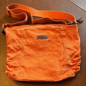 Fossil Bright Orange Crossbody Bag with Stud Accents